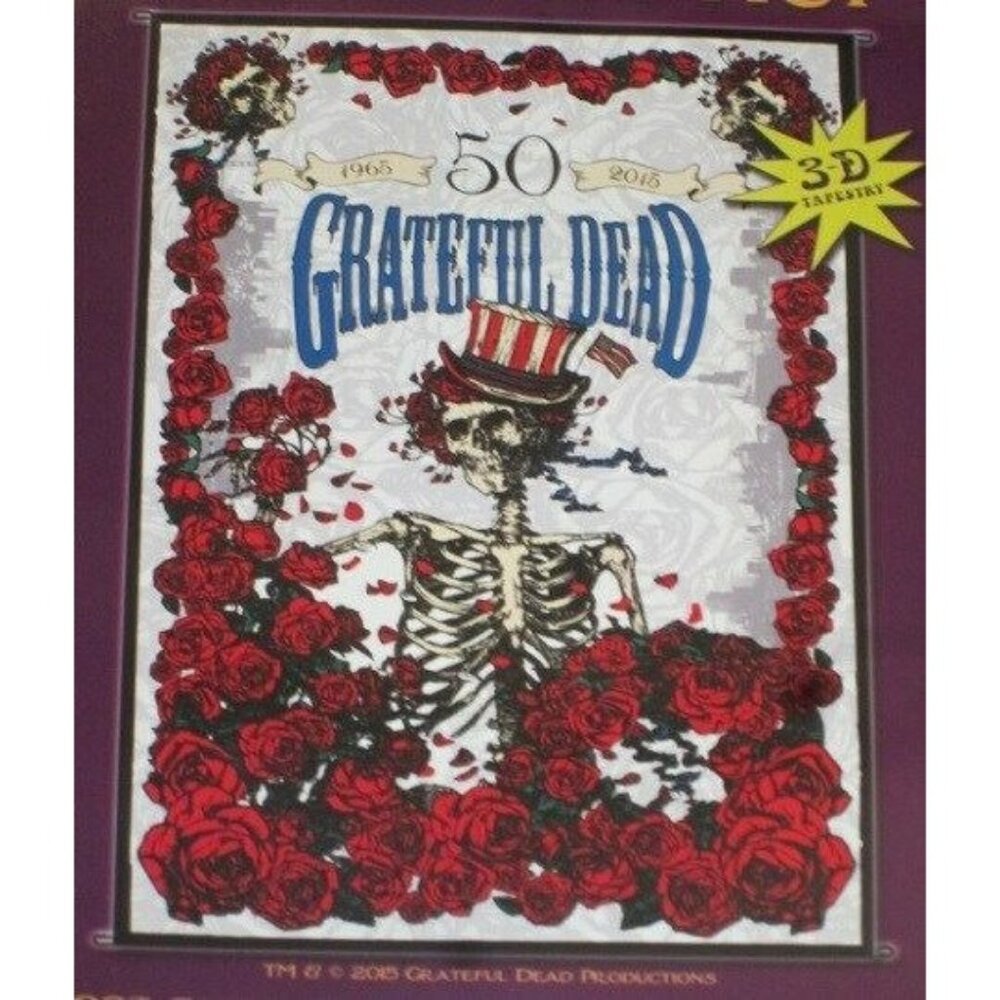 New 3D 50th Anniversary Grateful Dead Tapestry Gift Wall Hanging Skeleton Skull